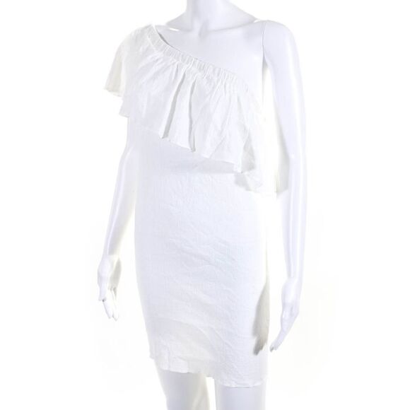 Milly Cabana Women's Asymmetrical One Shoulder Mini Dress White Size L - Picture 2 of 6